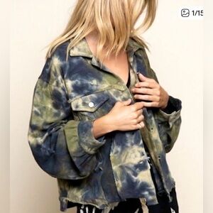 POL Black Tie-Dye Jacket